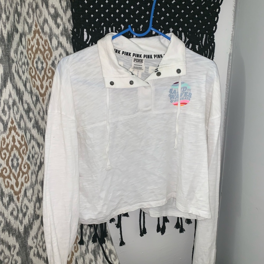 PINK button cropped sweater